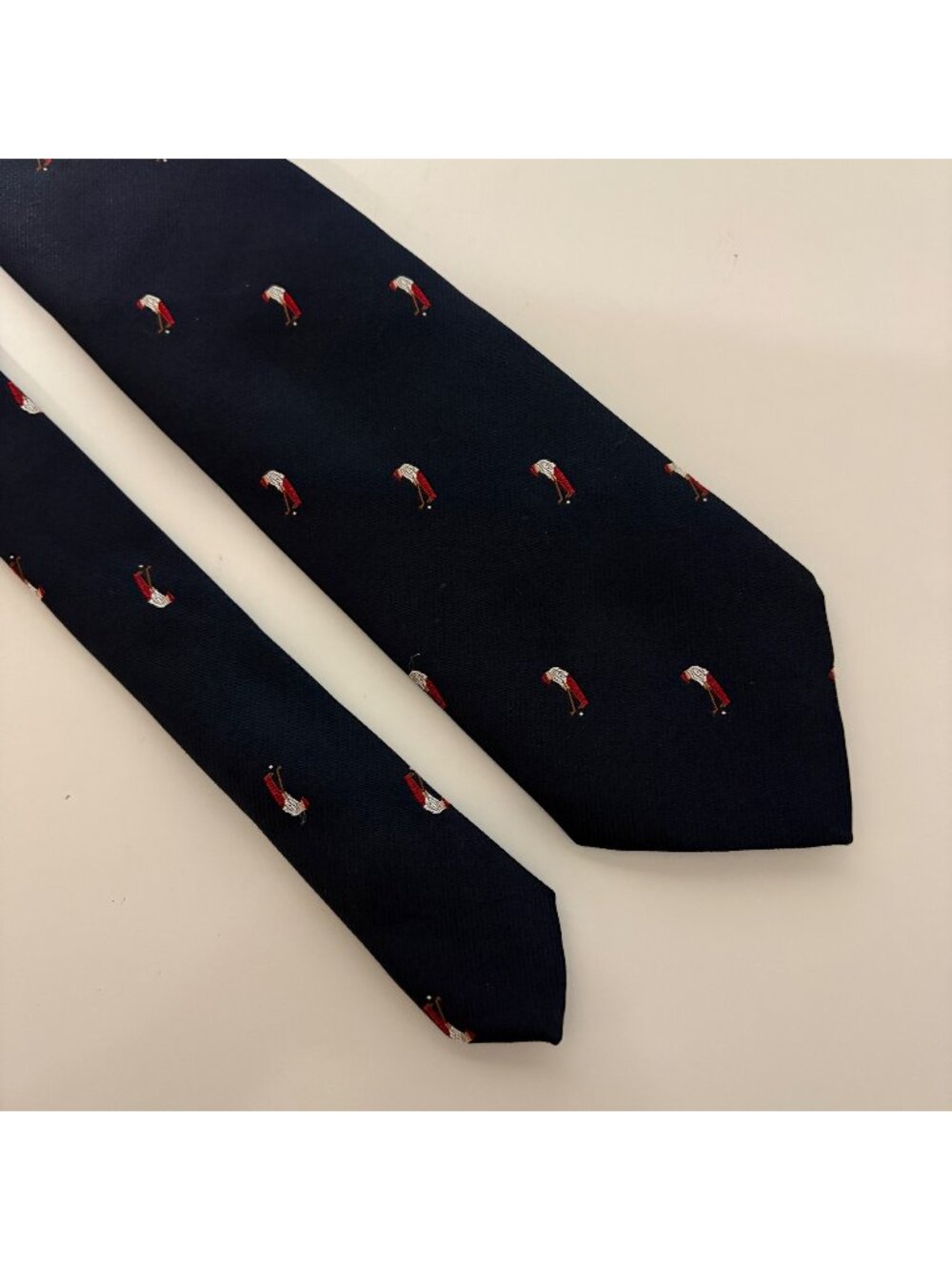 Ralph Marlin Vintage Tie Navy Golfer Putting Polyester Mens Necktie USA Office